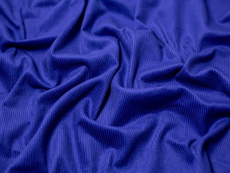 Minerva Core Range Blue 8 Wale Cotton Corduroy Fabric for Dressmaking, 142.5cm / 56" Wide - per metre
