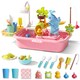 image 1 of Pretend Play Kitchen Sink with Real Running Water 4-in-1 Water Play Table (Pink)