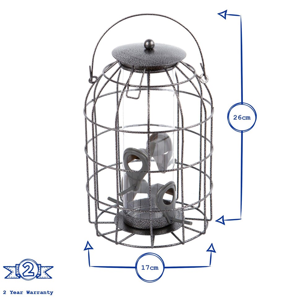 image 1 of Redwood Squirrel-Proof Metal Seed Bird Feeder - Grey