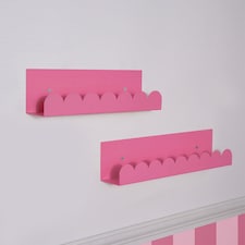 OHS Scallop Shelf Wall Mounted Storage Space Saving Modern Bedroom | Pink | Bright Pink