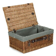46cm Double Steamed Wicker Picnic Basket with Lining Grey | Grey | One Size