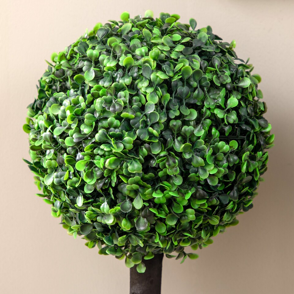 image 1 of HOMCOM Set of 2 Decorative Artificial Trees, Topiary Ball-shaped Boxwood Trees in Pot, Fake Plants for Home Indoor outdoor Decor, 60cm, 1 Tree Balls