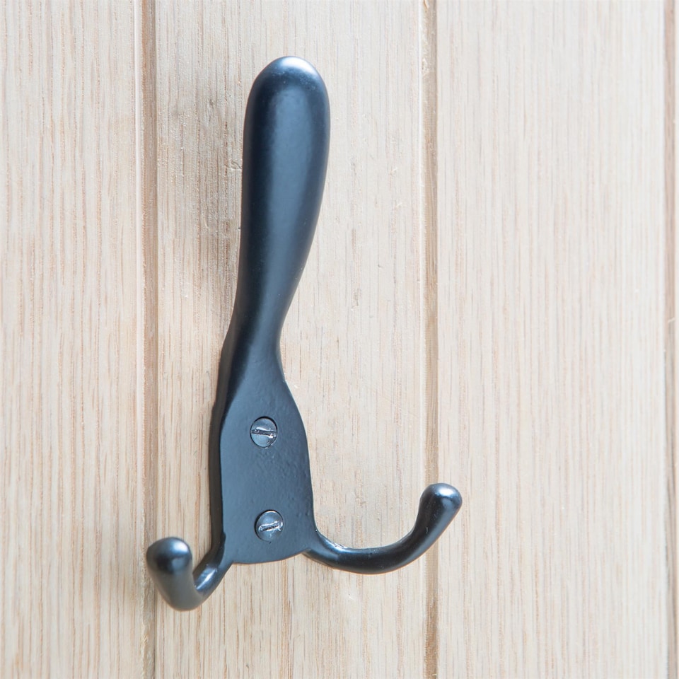 image 1 of Hammer & Tongs Rustic Hat and Double Robe Hook - W90mm x H140mm - Black
