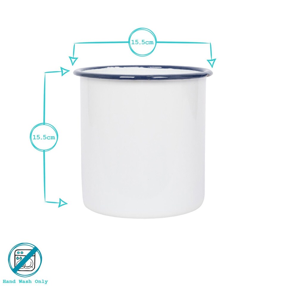 image 1 of Argon Tableware White Enamel Utensil Holder - 15.5cm - Blue