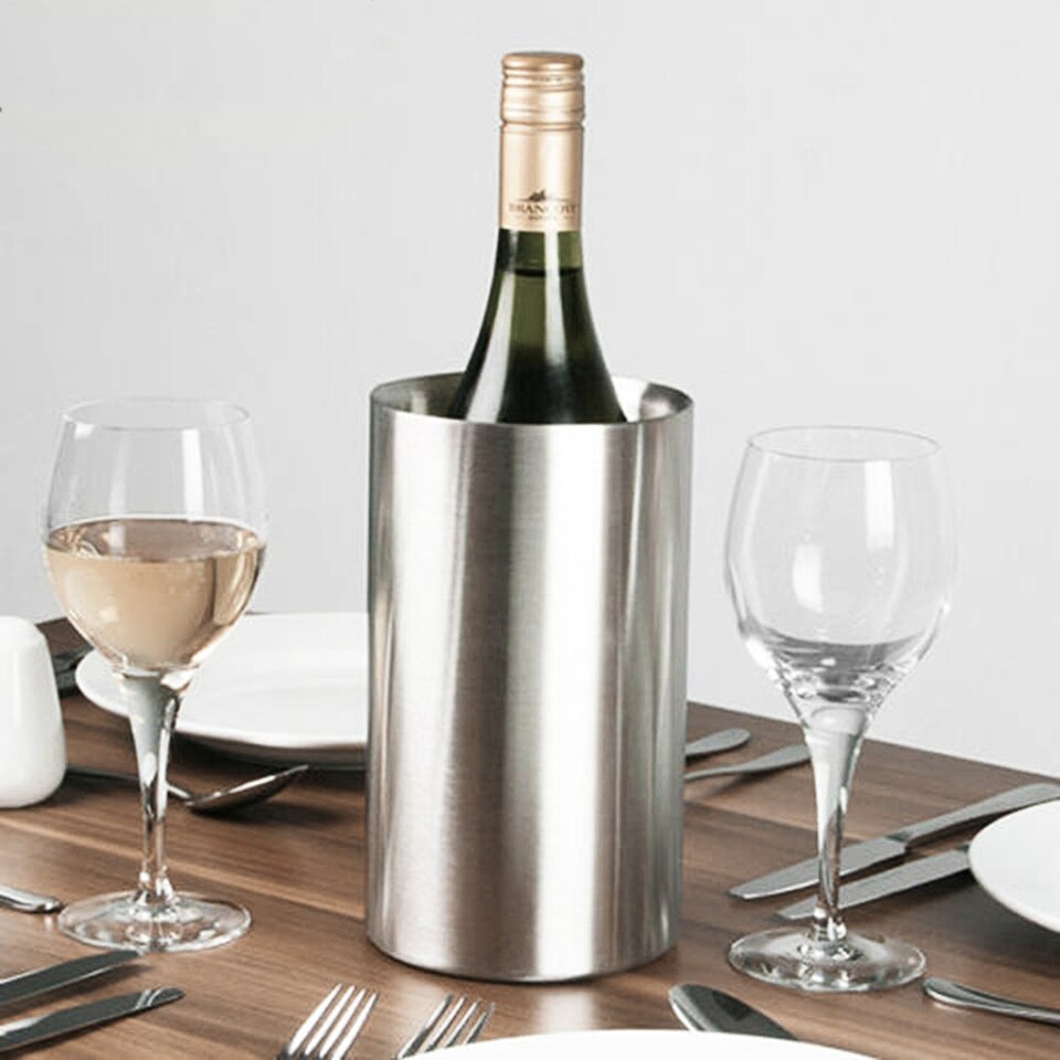 image 1 of GEEZY Chiller Wine Ice Bucket Stainless Steel Silver 22cm