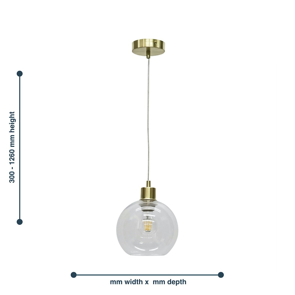 image 1 of First Choice Lighting Barnum Clear Glass Globe with Satin Brass Pendant Fitting Bronze | Clear