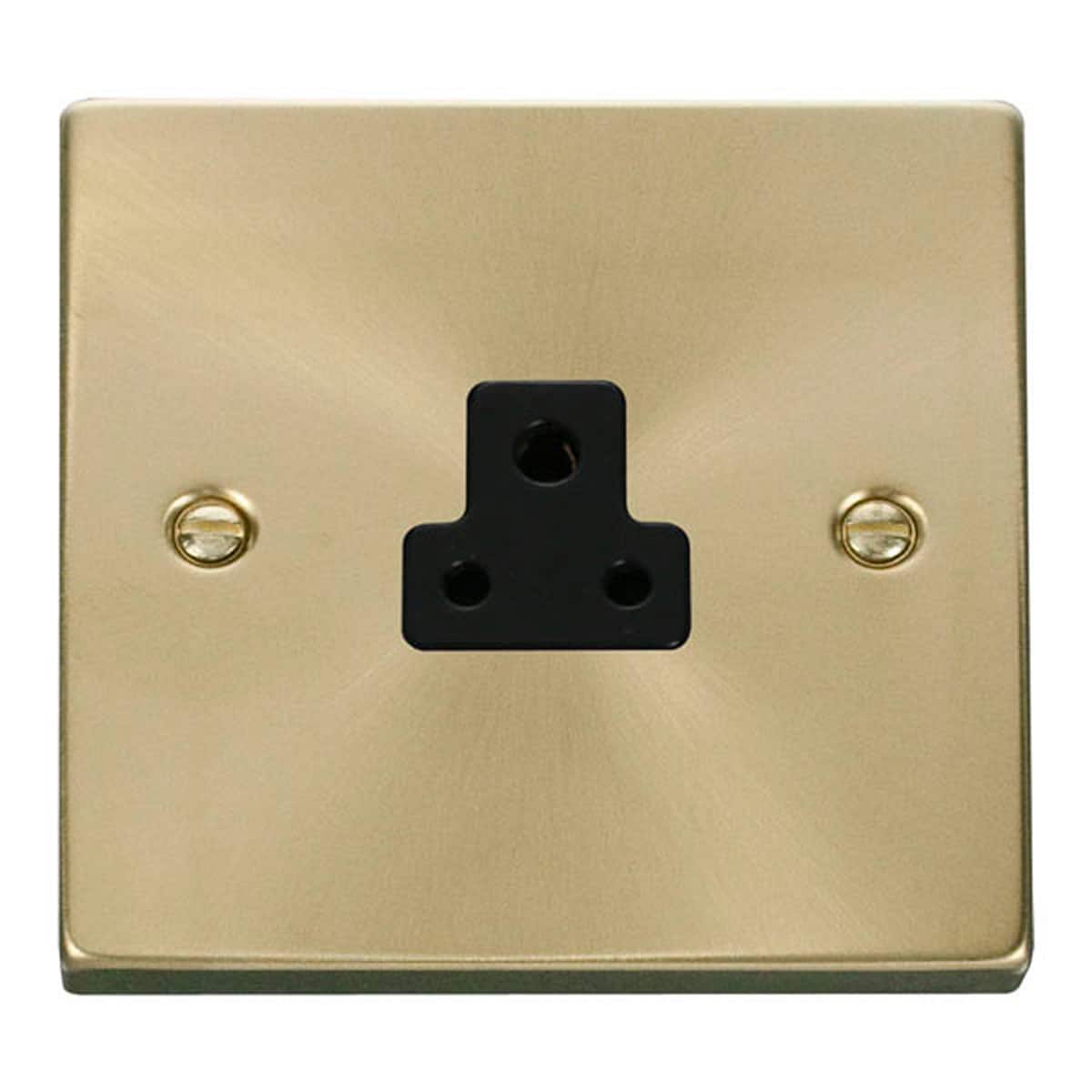SE HOME Satin Brushed Brass 1 Gang 2A Round Pin Socket Gold Satin Brass