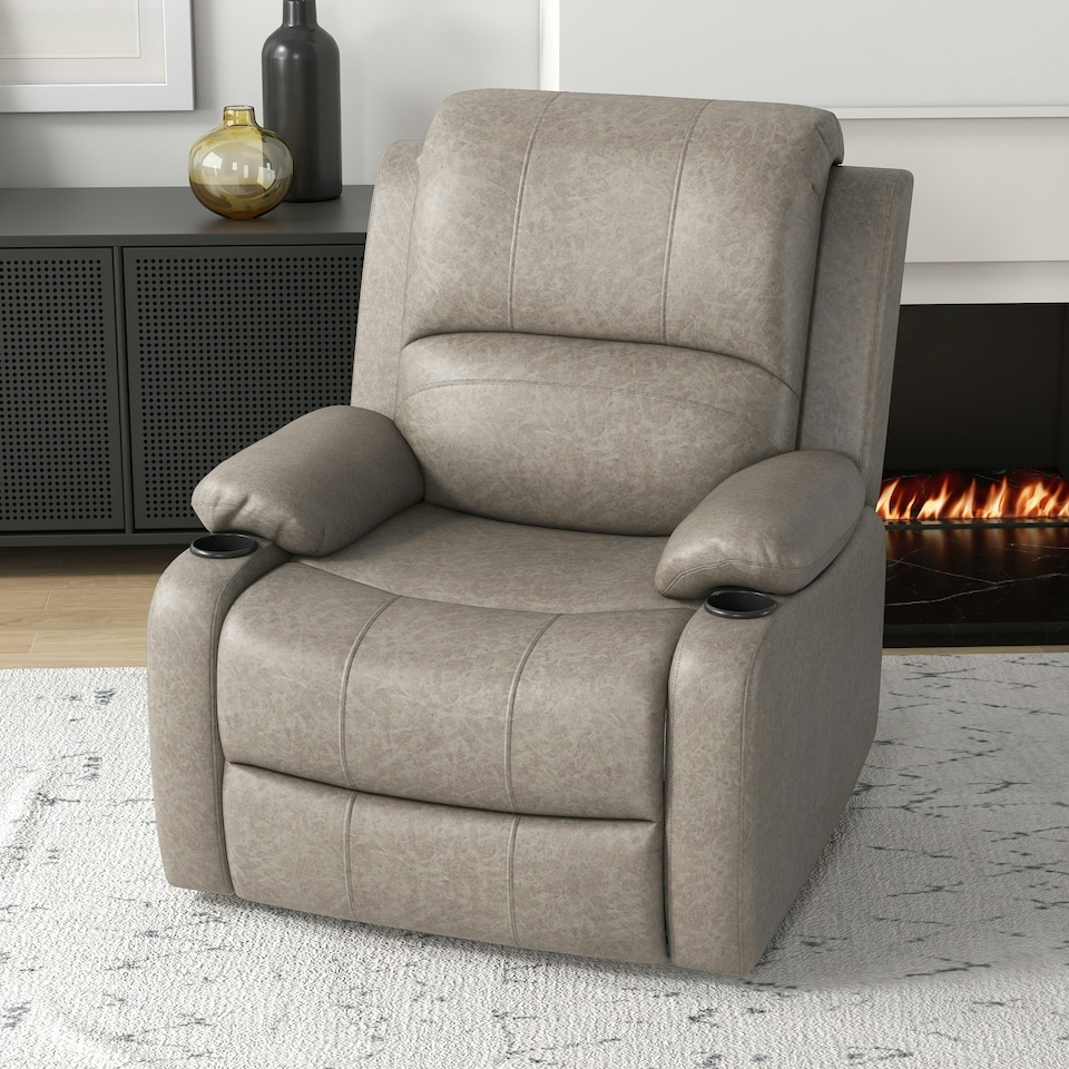image 1 of HOMCOM Recliner Armchair for Living Room, Recliner Chair with Cup Holder