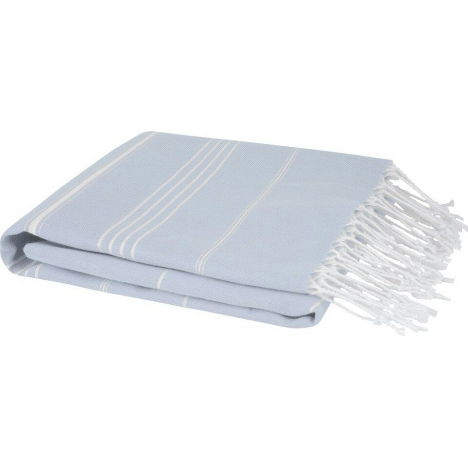 image 1 of Anna Hammam Striped Cotton Beach Towel - Light Blue - One Size