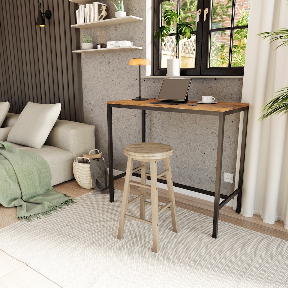 image 1 of Chef Vida Wooden Revolving Bar Stool, Pine