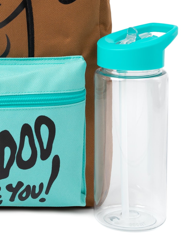image 1 of Scooby Doo Kids Backpack Set | Kids Brown 4 Piece Rucksack Bundle with School Bag, Pencil Case, Lunch Bag & Water Bottle | Scooby with 3D Ears Complete Matching Set | Back to School Gifts | Brown | Brown