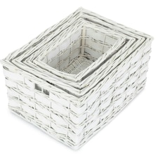 Set of 4 Unlined White Scandi Storage Basket | White | White | Not provided