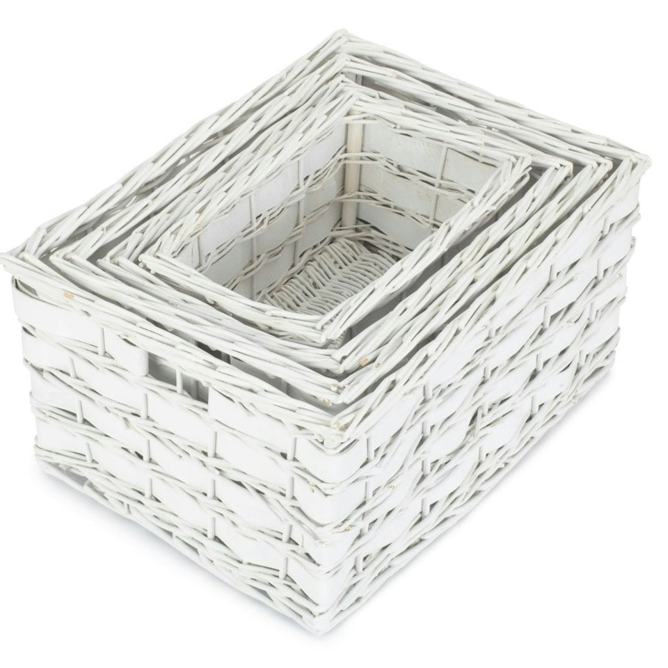 image 1 of Set of 4 Unlined White Scandi Storage Basket | White | White | Not provided