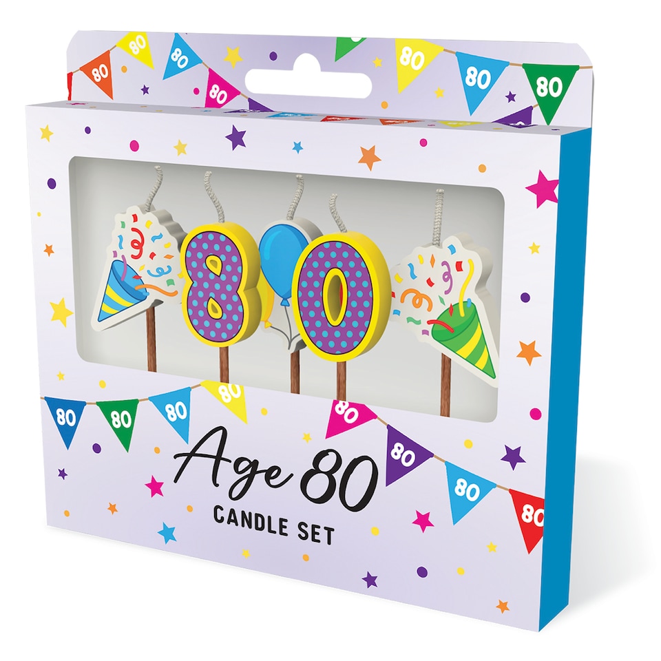 image 1 of Milestone 80th Birthday Cake Candle Set