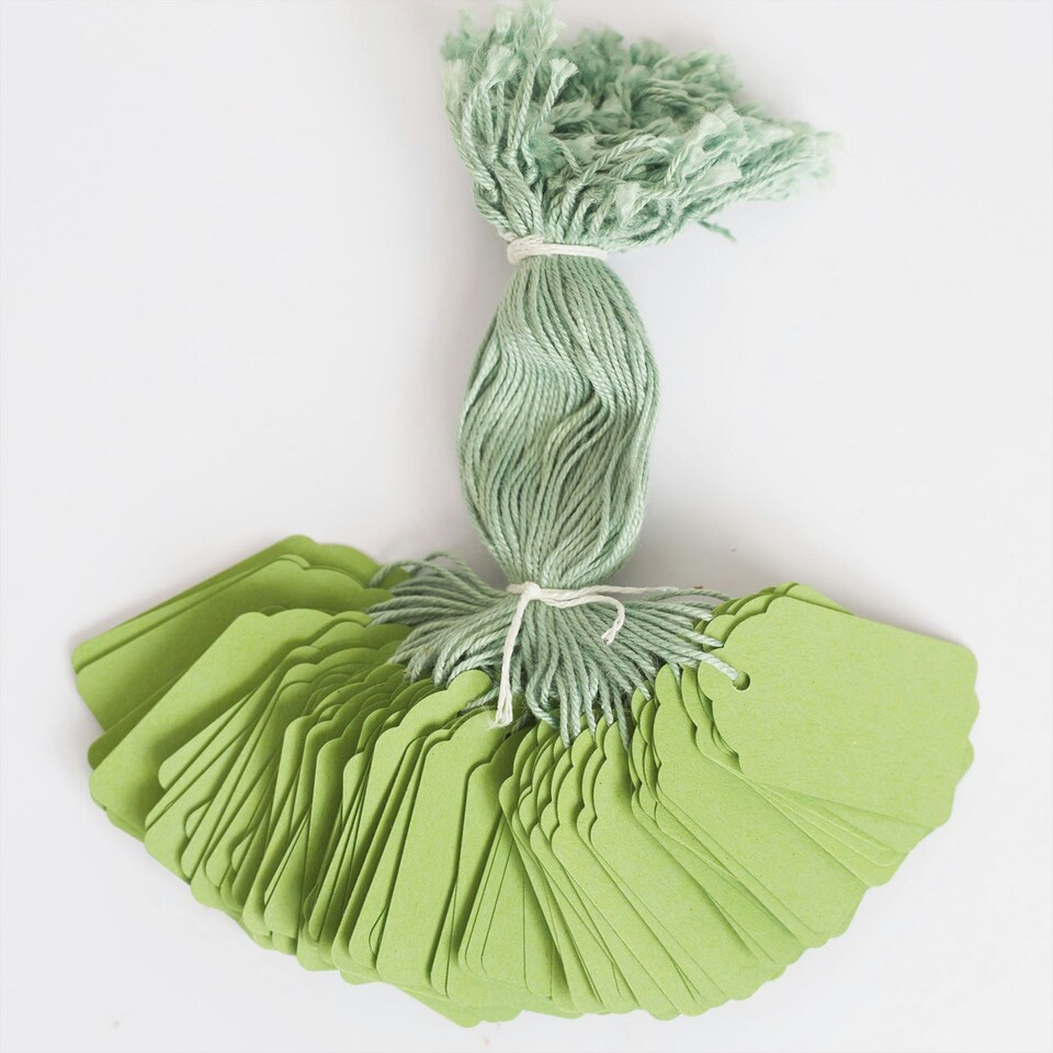 image 1 of Blick Tags Strung, 45mm x 28mm, Rectangular, Green, 1000 Labels