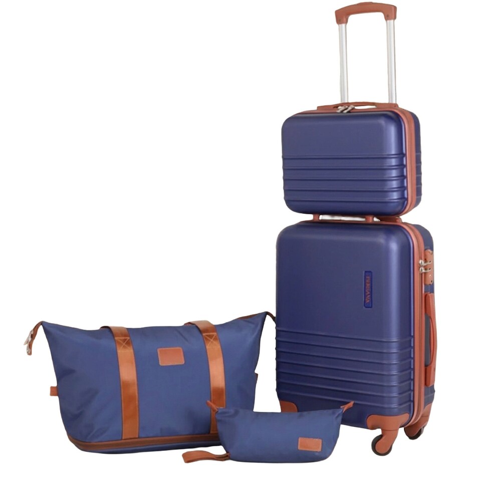 image 1 of Fergana Cabin Luggage Set Carry On Spinner Suitcase TSA Lock Travel Set Navy