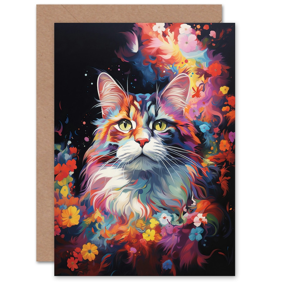 image 1 of Norwegian Forest Lover Pet Portrait Blank Art Card