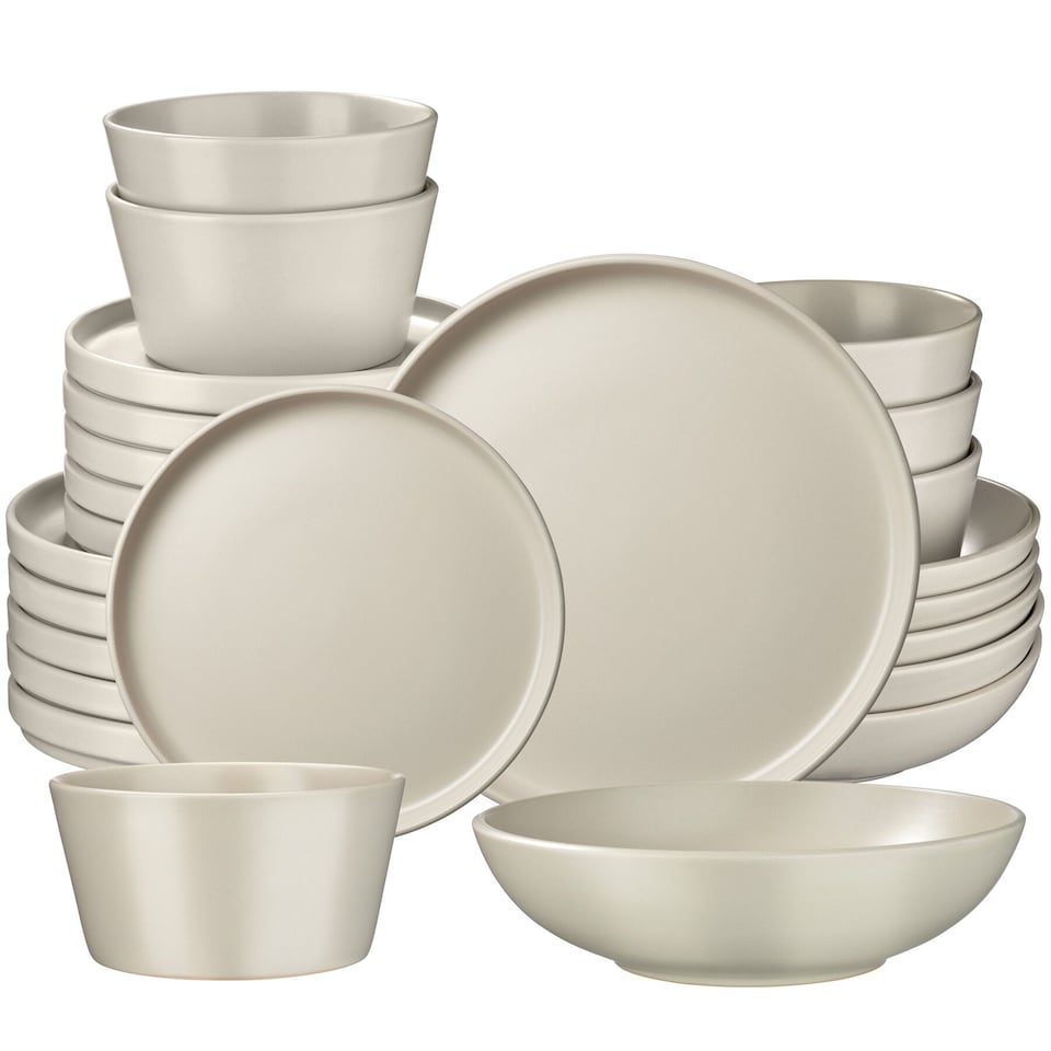 image 1 of Dinnerware Set Una - dinner set, incl. plates, bowls and mugs, for 6 people | Brown | taupe | 1