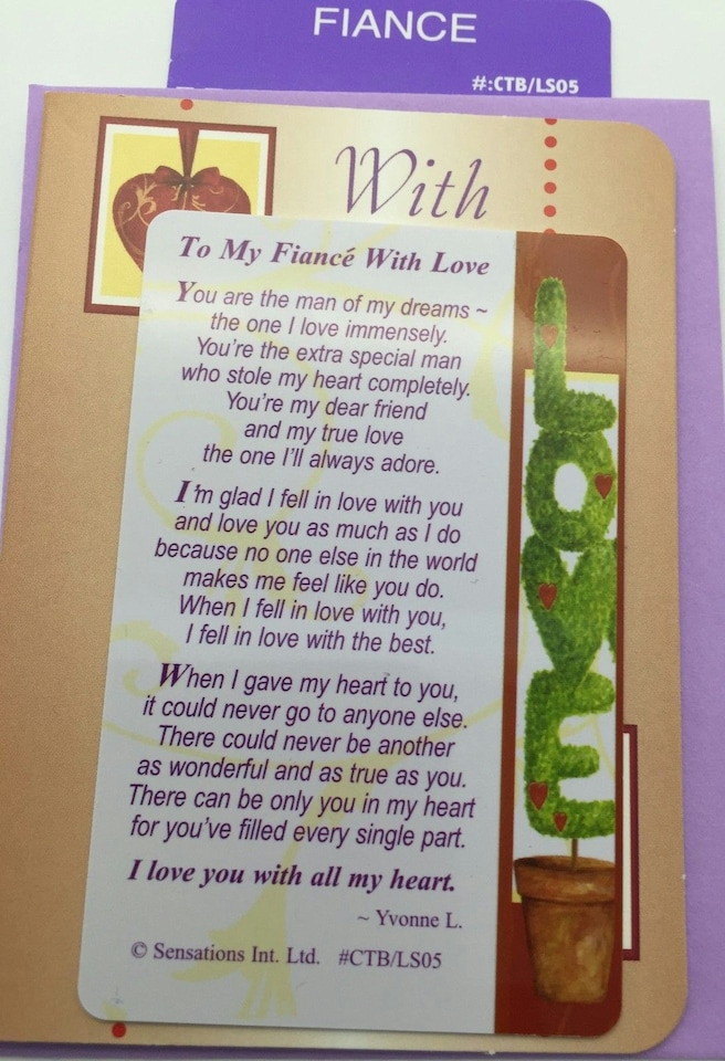 image 1 of Sentimental Keepsake Wallet / Purse Card To my Fiance with Love