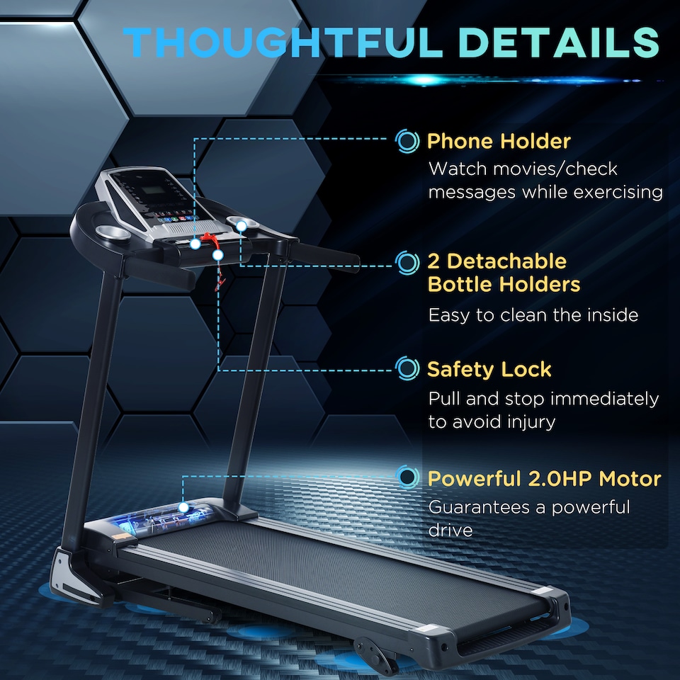 image 1 of HOMCOM Folding Electric Treadmill Running Machine with Incline LED Display