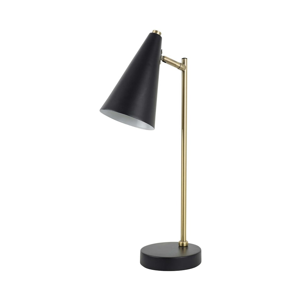 image 1 of First Choice Lighting Task Matt Black and Antique Brass Task Table Lamp Black | Bronze