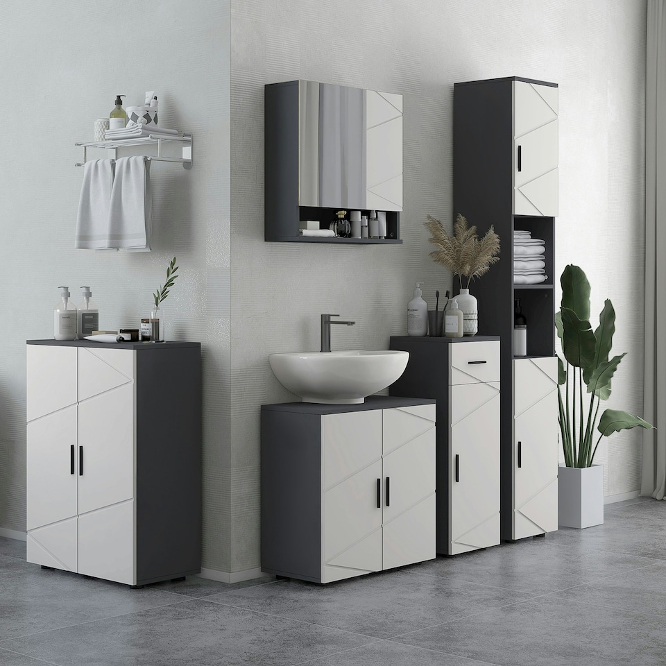 image 1 of kleankin Bathroom Storage Cabinet, Slim Bathroom Cabinet with Soft Close Door