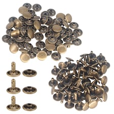 7mm Double Cap Rivets, Tubular Metal Studs for DIY Projects - 100pcs
