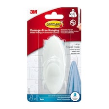 BATH17-UK Command Bathroom Large Towel Hook 2.2kg | Multi | One Colour | One Size | 1