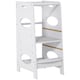 image 2 of HOMCOM Toddler Step Stool Kids Adjustable Standing Tower with Safety Rail | Grey