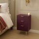 image 3 of OHS Ribbed Bedside Table Modern Bedroom 3 Draw Office Nightstand | Red | Dark Berry