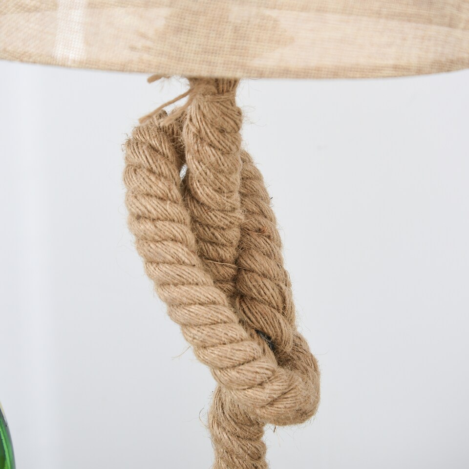 image 1 of HOMCOM Nautical Style Rope-Base Table Lamp w/ Fabric Lampshade Metal Frame Beige