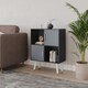 image 3 of Black 4-Cube Storage Unit with 2 Metal Handle Doors and Legs | Grey | Grey & White | 1
