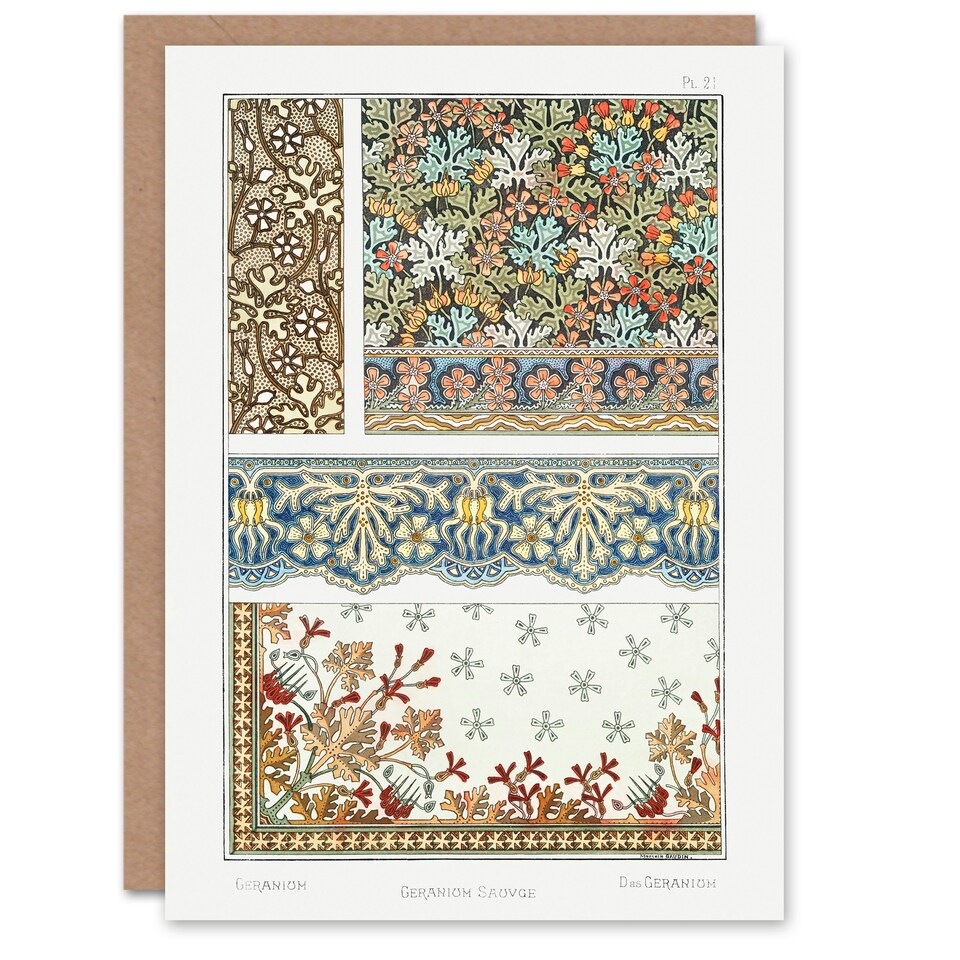 image 1 of Maurice Pillard Verneuil Art Card Geranium Floral Patterns