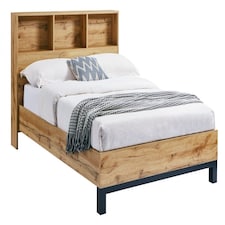 Premium Oak Finish Bookcase Bed - King 5ft (150cm)