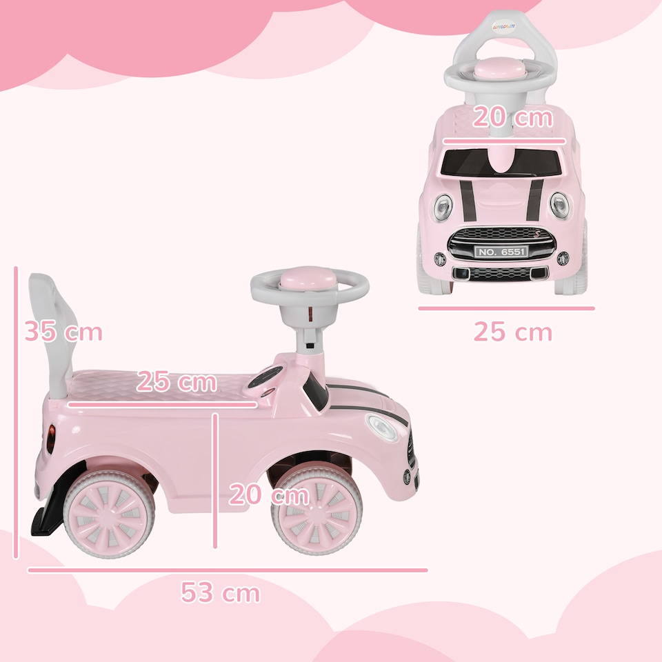 image 1 of AIYAPLAY Ride On Car Foot To Floor Sliding Car Push Along Car with Air Horn, Anti-Over-Backwards Design, for Toddler from 18 to 36 Months - Pink