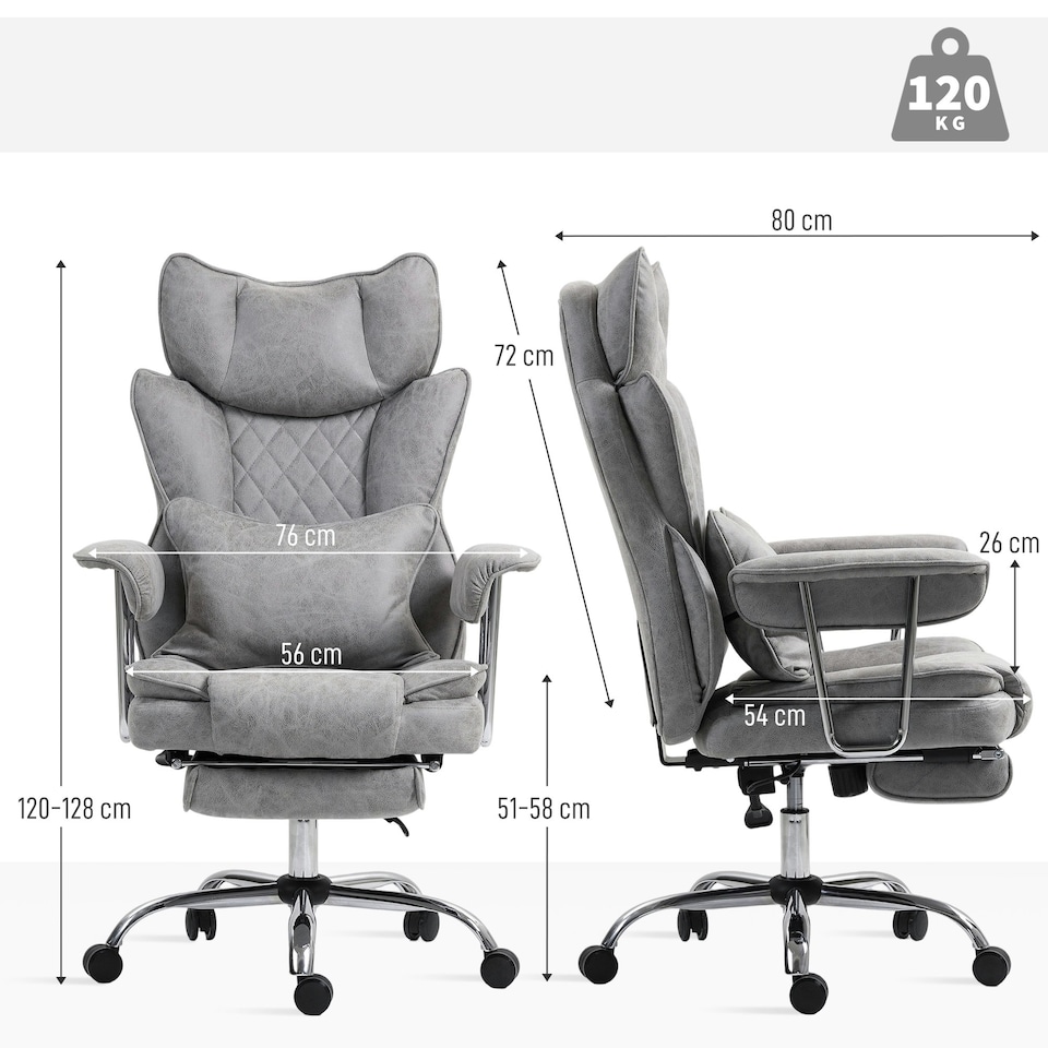 image 1 of HOMCOM Office Chair, High Back Leathaire Desk Chair for Home, Grey | Grey | One Size