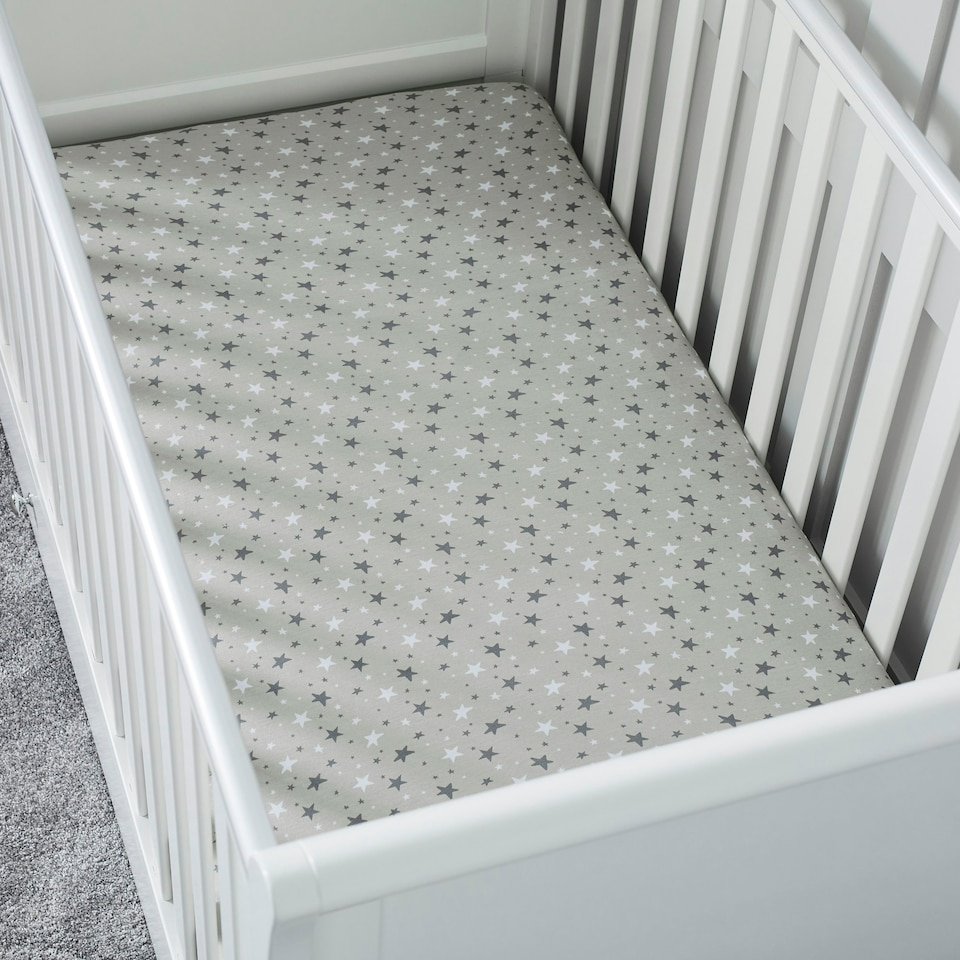 image 1 of Cot Bed Fitted Sheets 2 Pack – 100% Soft Cotton Jersey, Fits 140x70cm Baby Cot Bed Mattress (Cosmic Aura)