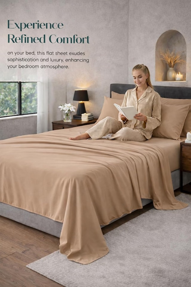image 1 of HOMES-LINEN Microfibre Flat Sheet Easy Care Bed Sheet