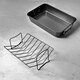 image 3 of ProChef 15" Non-Stick Carbon Steel Roasting Pan with V Rack Heavy-Duty Tray Black | L