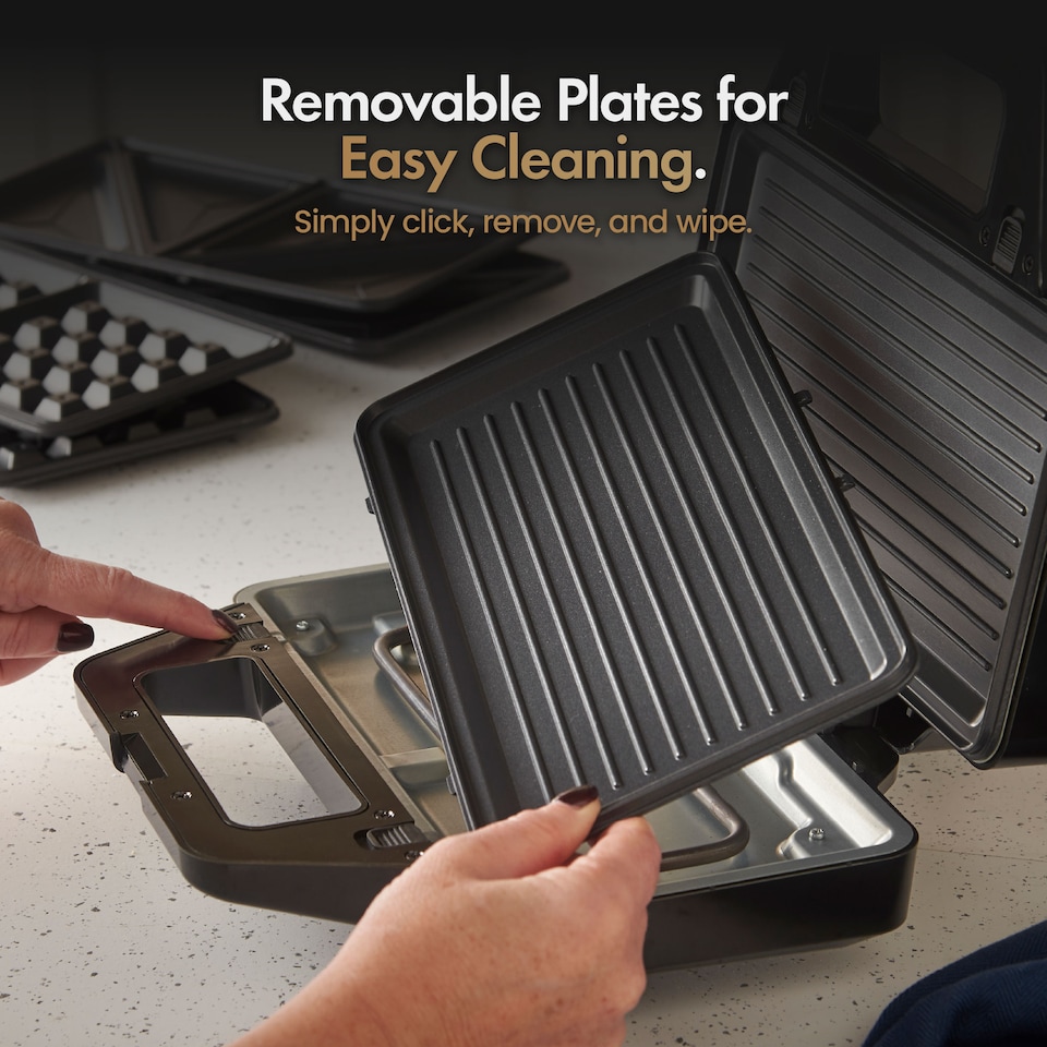 image 1 of VonShef 3 in 1 Snack Maker for Toasties, Waffles & Paninis