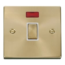 SE HOME Satin Brushed Brass 1 Gang 20A Ingot DP Switch With Neon | Gold | Satin Brass