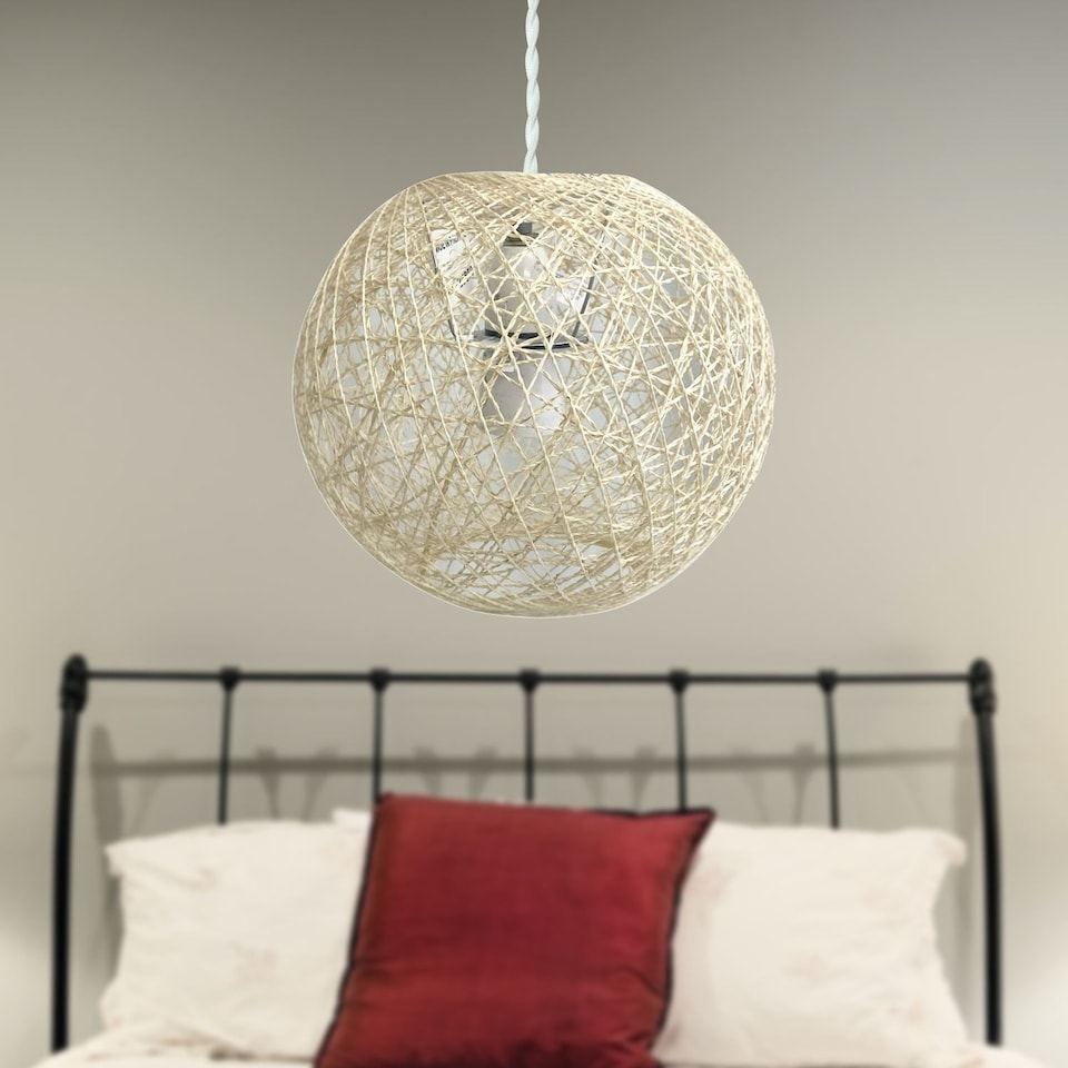 image 1 of Abaca - Natural 8 inch Globe Ceiling Light Shade | Brown | Medium | 1