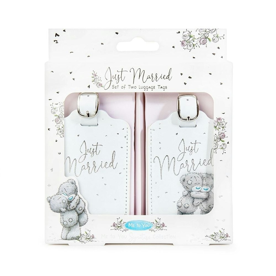 image 1 of Me to You Tatty Teddy 'Just Married' Set of 2 Luggage Tags Official Wedding Collection | Multi
