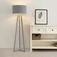 image 1 of ValueLights Lottie Grey Wood Tripod Floor Lamp with Grey and Copper Drum Shade