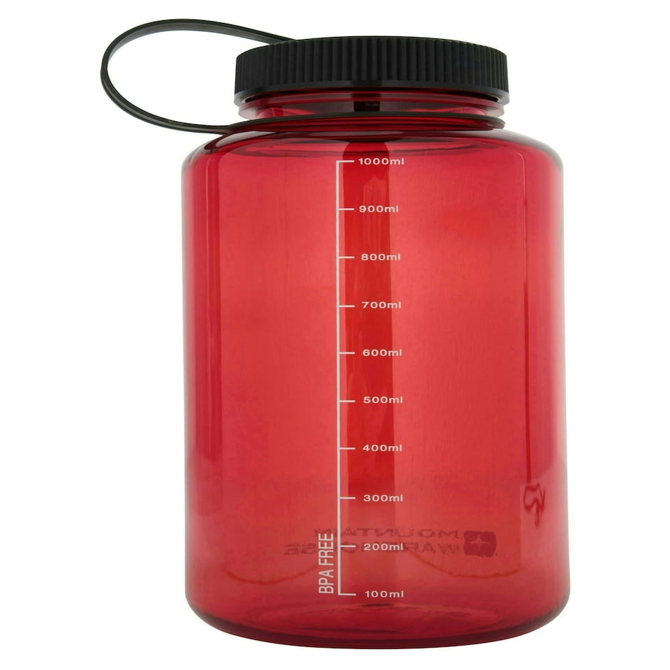 image 1 of Mountain Warehouse 1L Plastic Bottle with Wide Screw Top Leak Proof Lid BPA Free Red
