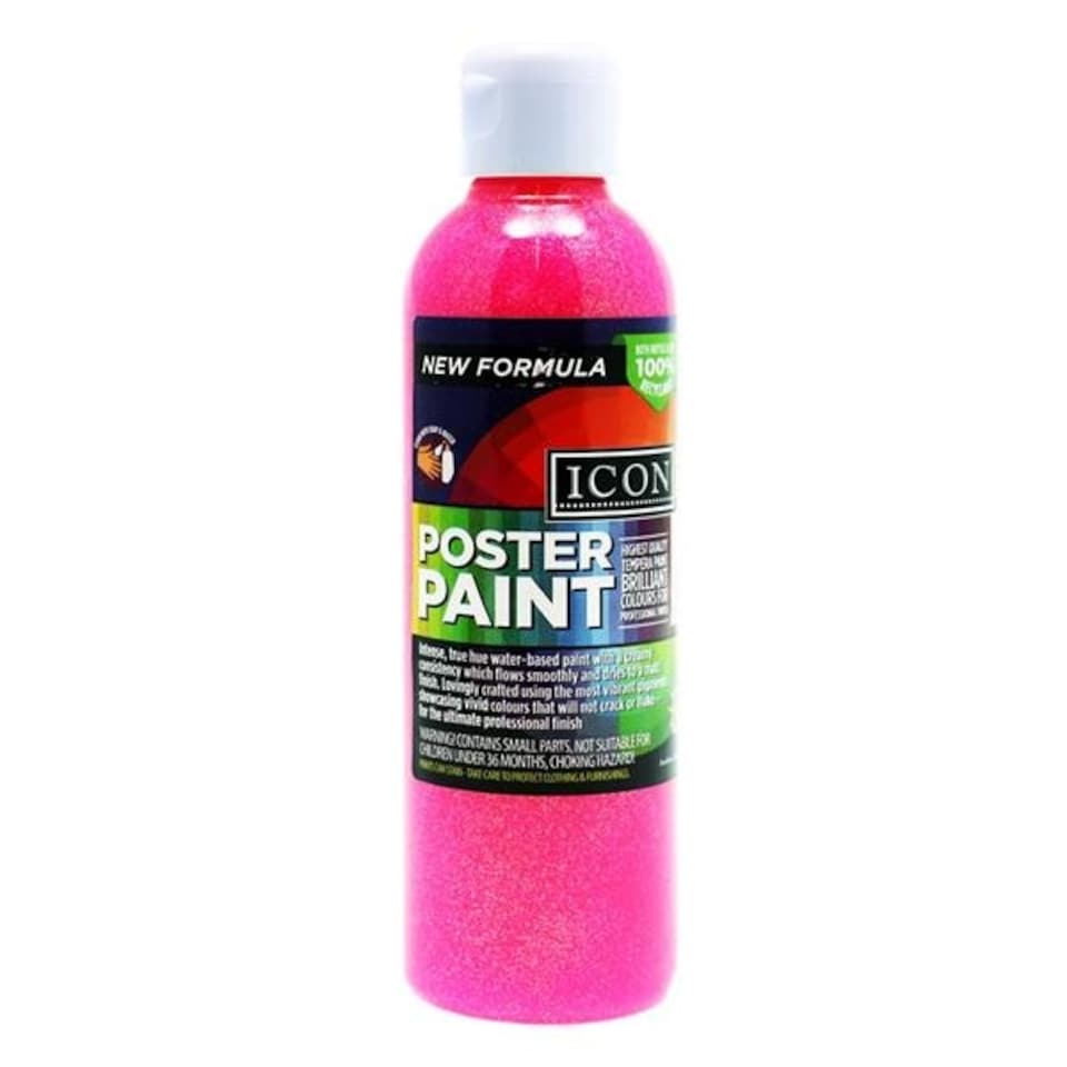 image 1 of 300ml Pink Glitter Poster Paint by Icon Art