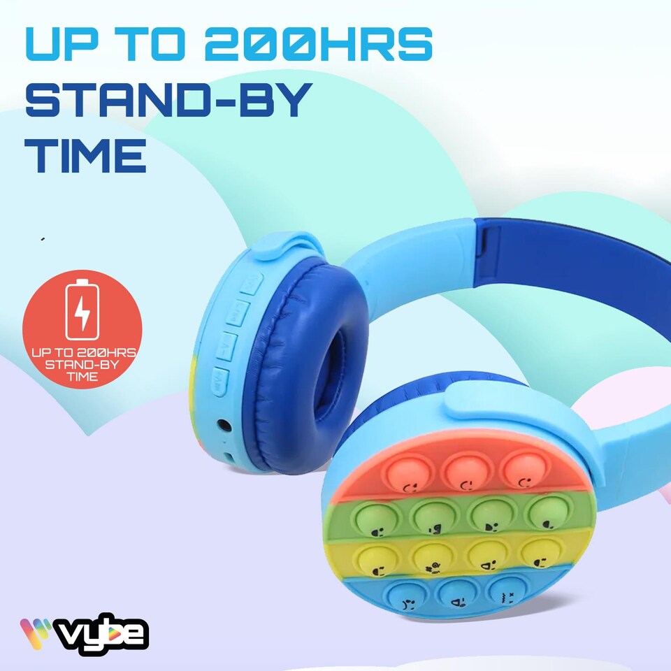 Vybe Stress Buster Push-Pop Fidget Tool AUX Cable Wireless Kids Headset ...