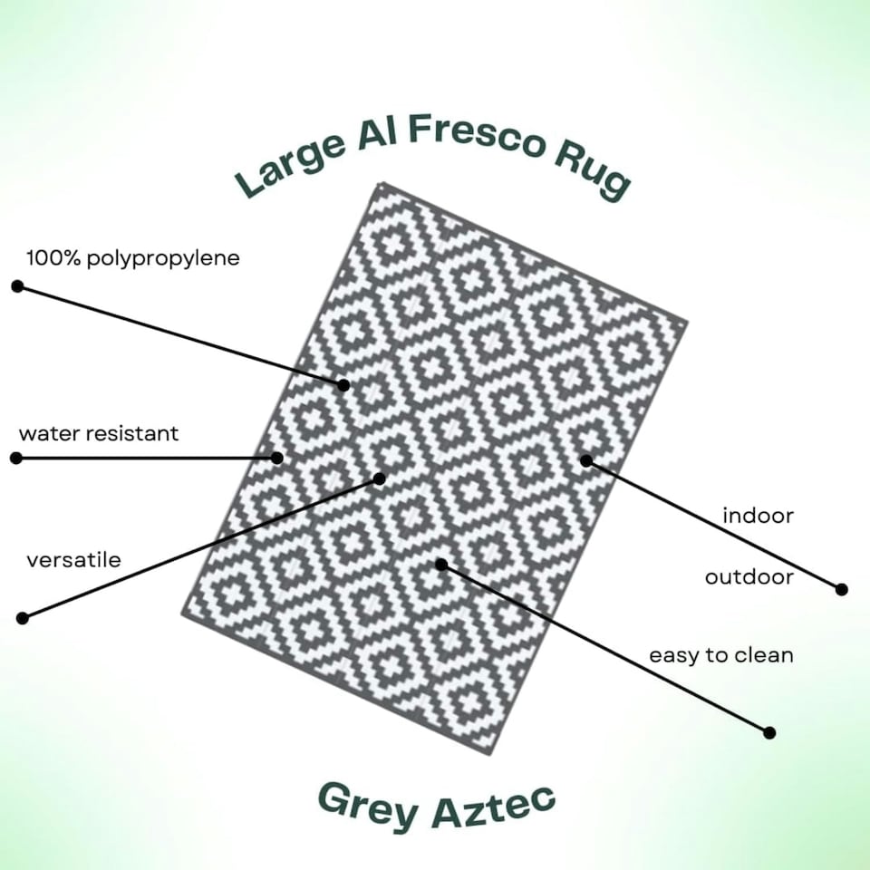 image 1 of Marco Paul Grey Aztec Outdoor Rug 180x120cm Black | white | 180 x 120cm