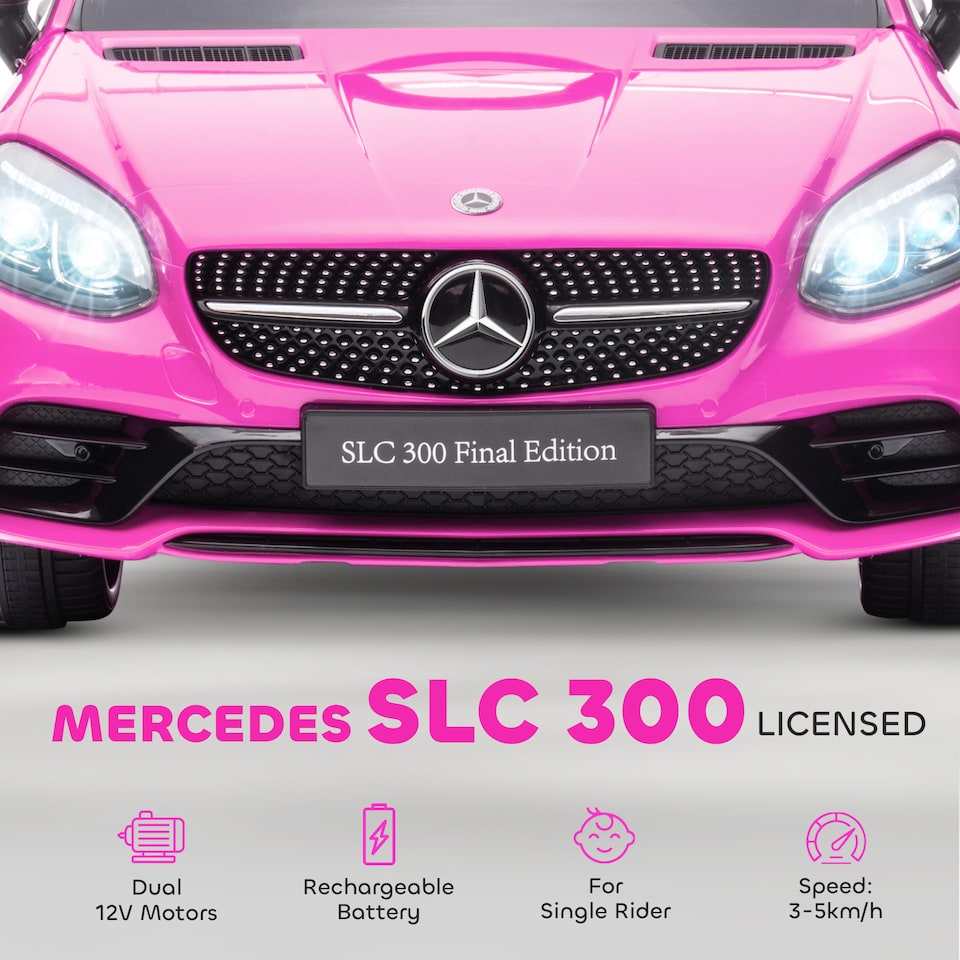 image 1 of AIYAPLAY Benz SLC 300 Licensed 12V Electric Car for Kids, Kids' Electric Ride on with Parental Remote, Music Lights, Suspension Wheels for 3-6 Years, Pink