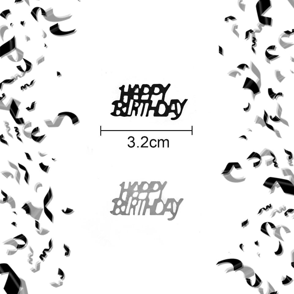 image 1 of 1pk Happy Birthday Confetti Black & Silver, 14g
